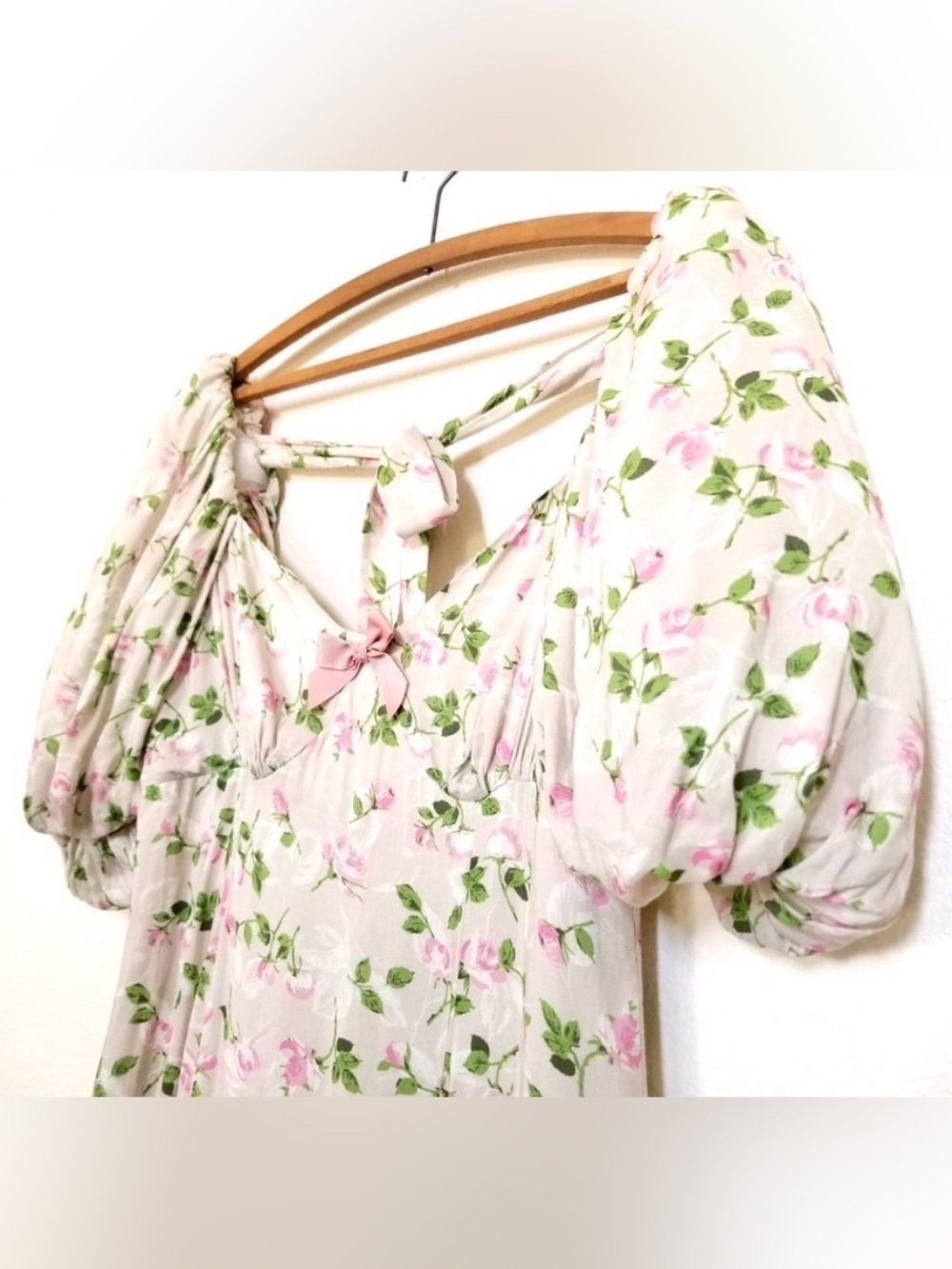 NEW Revolve LPA Hartley Midi Dress Vanessa Floral Puff Sleeve Tie Back Size M - Picture 10 of 16